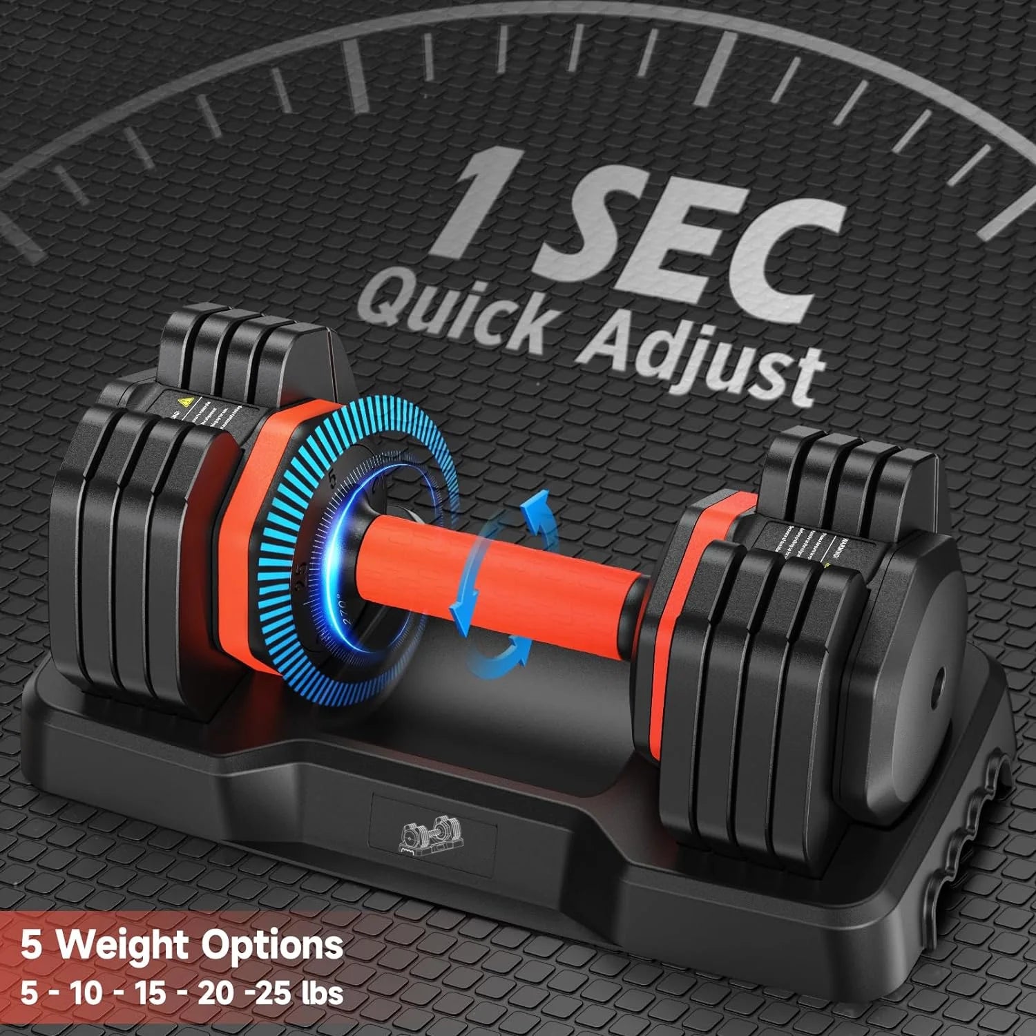 Adjustable Dumbbell Set with Anti-Slip Handle, 25LB per Pair, 5-in-1 Weights (5/10/15/20/25LB) - Ideal for Home Gym Workouts