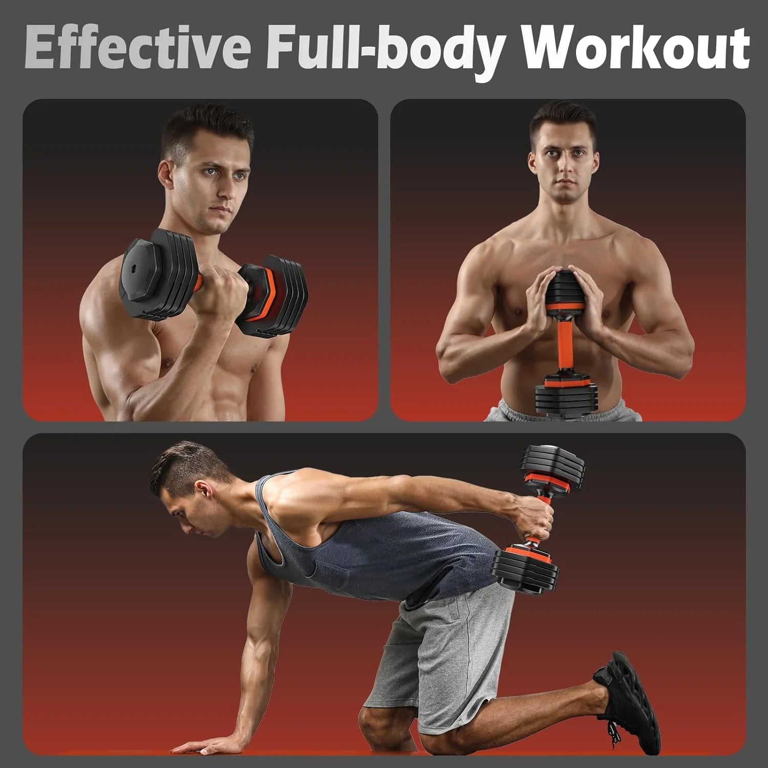 Adjustable Dumbbell Set with Anti-Slip Handle, 25LB per Pair, 5-in-1 Weights (5/10/15/20/25LB) - Ideal for Home Gym Workouts