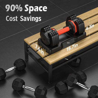Adjustable Dumbbell Set with Anti-Slip Handle, 25LB per Pair, 5-in-1 Weights (5/10/15/20/25LB) - Ideal for Home Gym Workouts